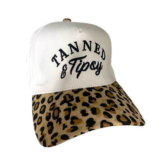 NWT Tanned & Tipsy Leopard Print Graffic embroidered Cap/hat - Picture 2 of 5
